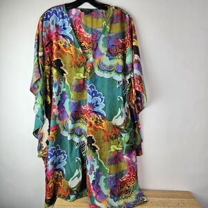 Lauren Ralph Lauren Kimono Sleeve Watercolor Tunic Womens Top Medium Resortwear